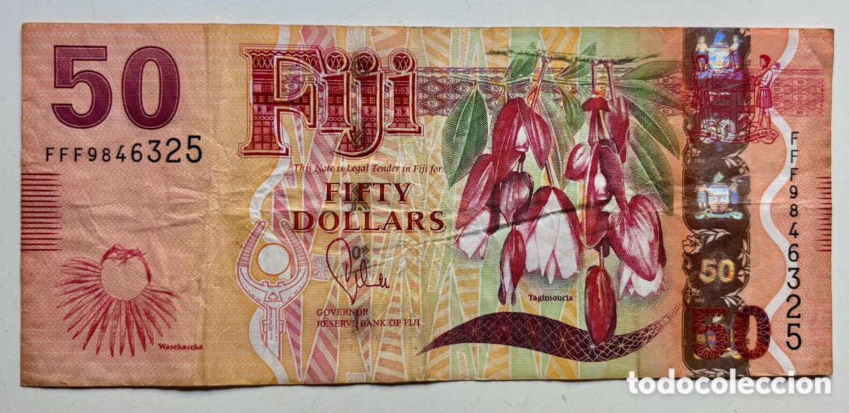 Billetes extranjeros: Billete FIJI 50 D&oacute;lares (2012) Fiyi