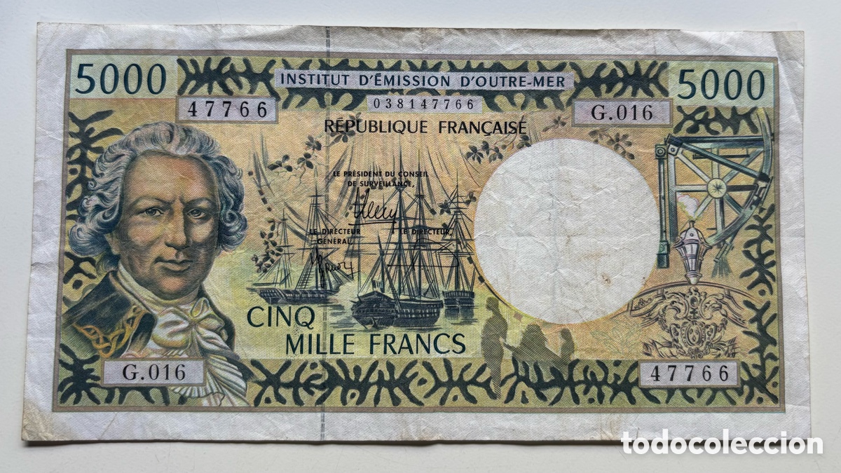 Billetes extranjeros: Billete ULTRAMAR. TERRITORIOS FRANCESES DEL PACIFICO 5000 Francos (1996) . Francs