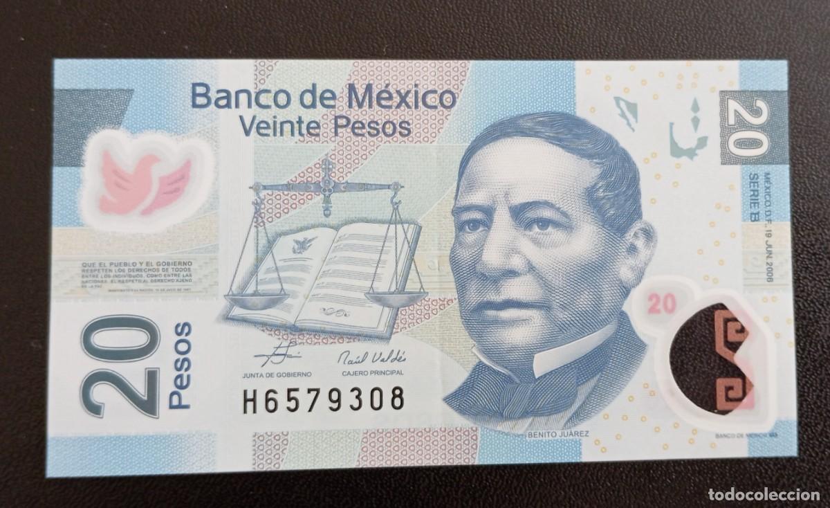 Billetes extranjeros: Billete pol&iacute;mero 20 pesos M&eacute;xico 2006. Sin circular.