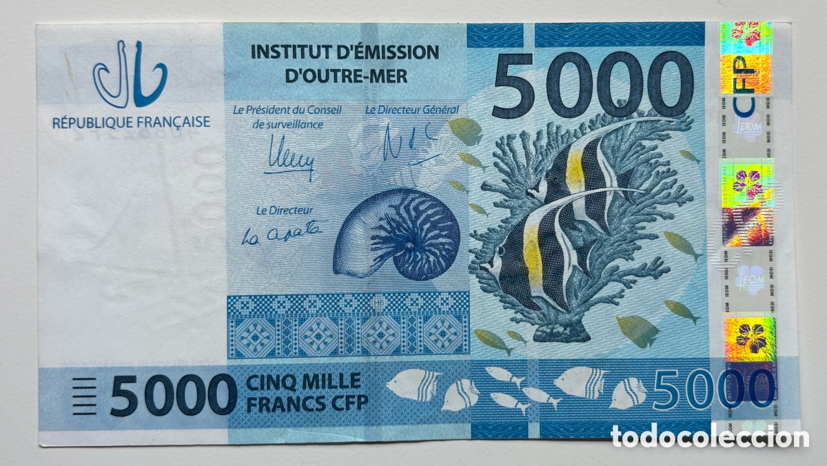 Billetes extranjeros: Billete ULTRAMAR. TERRITORIOS FRANCESES DEL PACIFICO 5000 Francos (2014) CFP. Polinesia