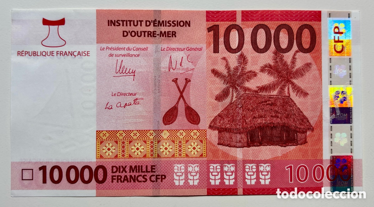 Billetes extranjeros: Billete ULTRAMAR . TERRITORIOS FRANCESES DEL PACIFICO 10000 Francos (2014) SC/SC- CFP Polinesia