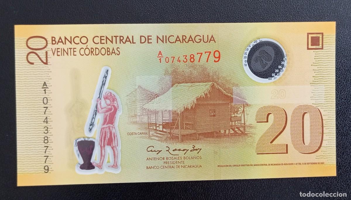Billetes extranjeros: Billete pol&iacute;mero 20 c&oacute;rdobas Nicaragua 2007 Sin circular.