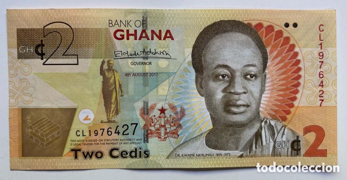 Billetes extranjeros: Billete GHANA 2 Cedis 2017 - Foto 1