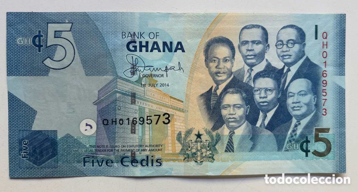 Billetes extranjeros: Billete GHANA 5 Cedis 2014