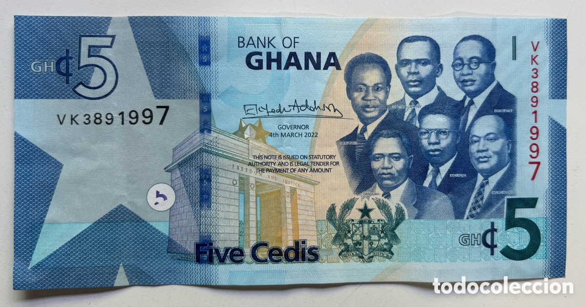 Billetes extranjeros: Billete GHANA 5 Cedis 2022