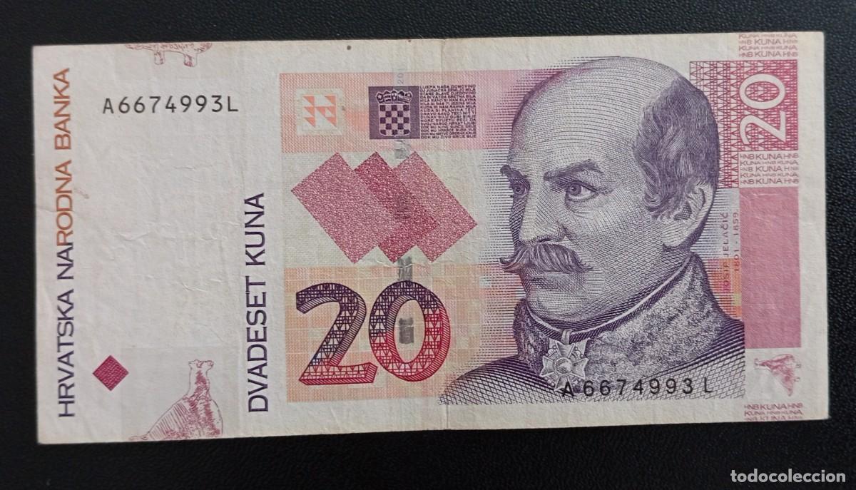 Billetes extranjeros: Billete 20 kuna Croacia 2001