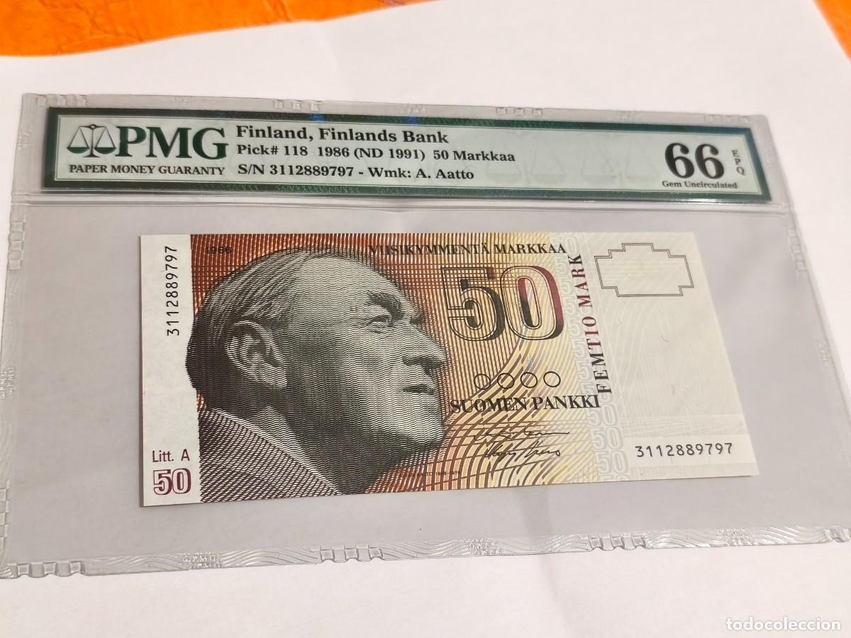Billetes extranjeros: Finlandia 50marcos 1986 PMG-66