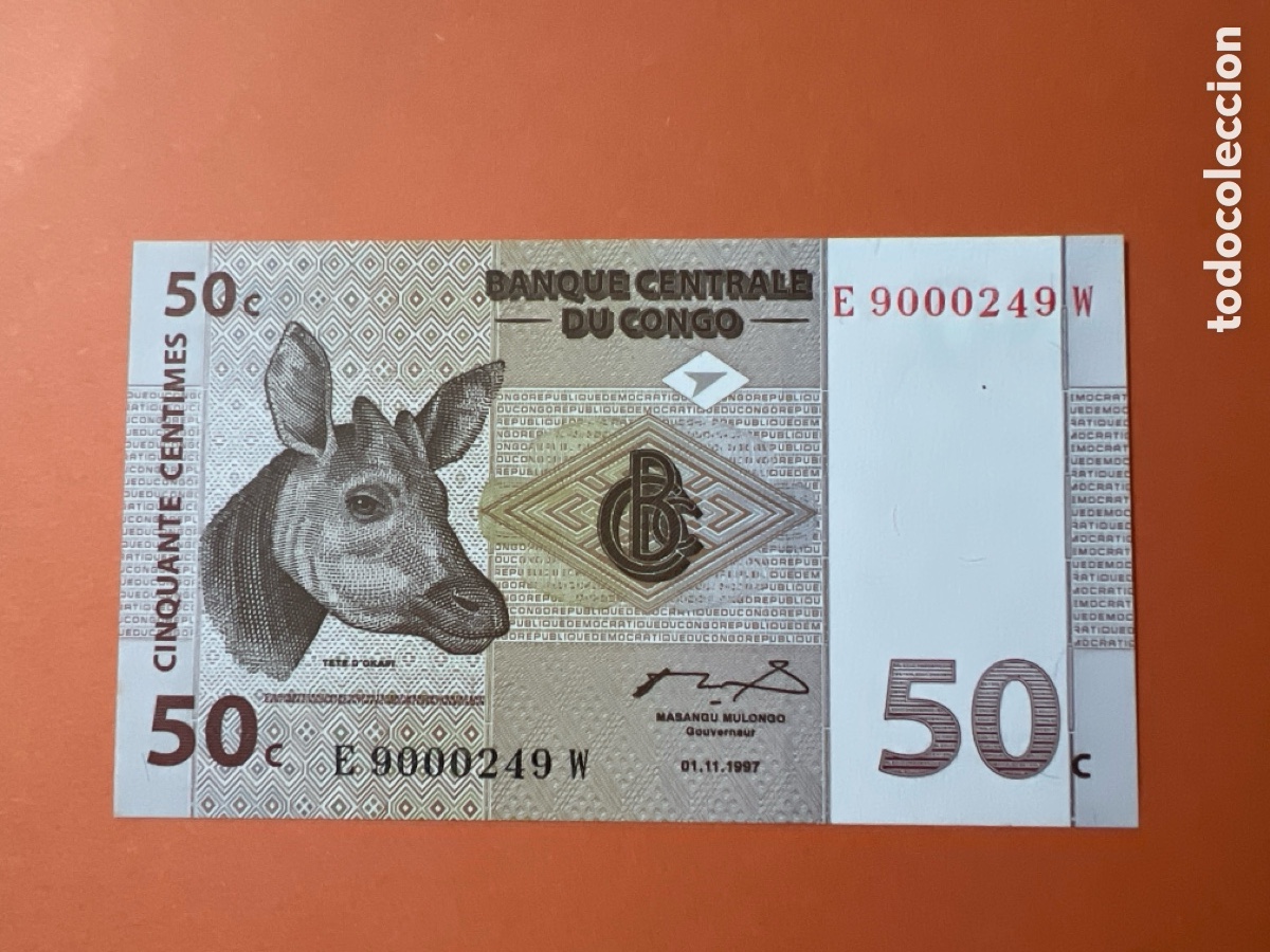 Billetes extranjeros: HB103. BILLETE CONGO 50 CENTIMOS 1997