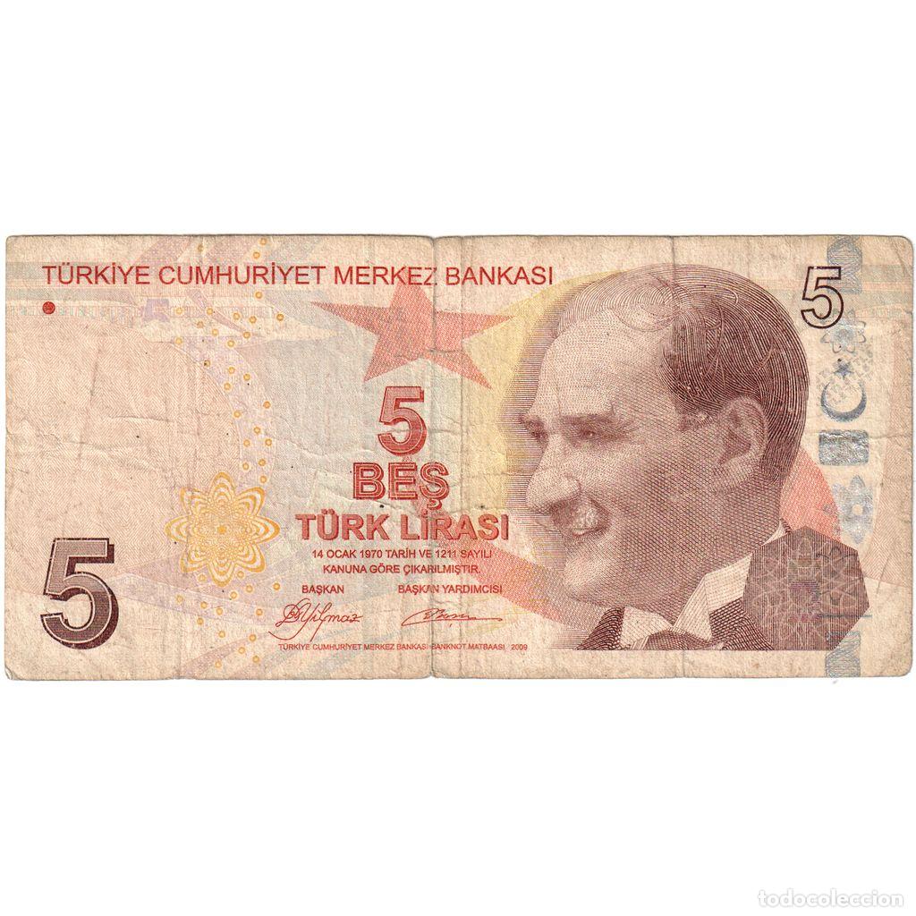 Notas Internacionais: [#1235051] Turqu&iacute;a, 5 Lira, 1970, BC