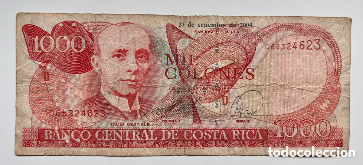 Billetes extranjeros: Billete COSTA RICA 1000 Colones 2004