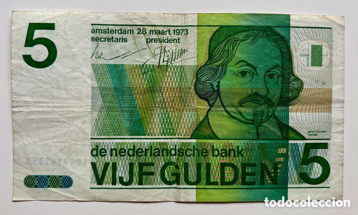 Billetes extranjeros: Billete HOLANDA 5 Gulden 1973
