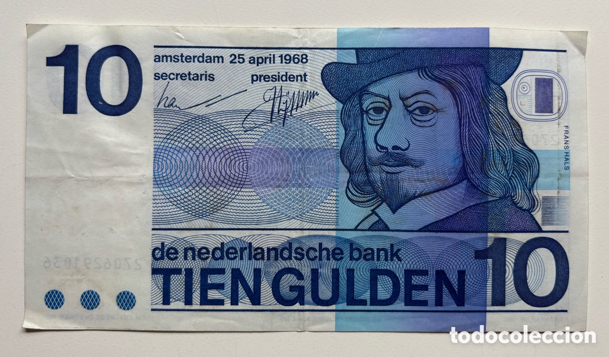 Billetes extranjeros: Billete HOLANDA 10 Gulden 1968