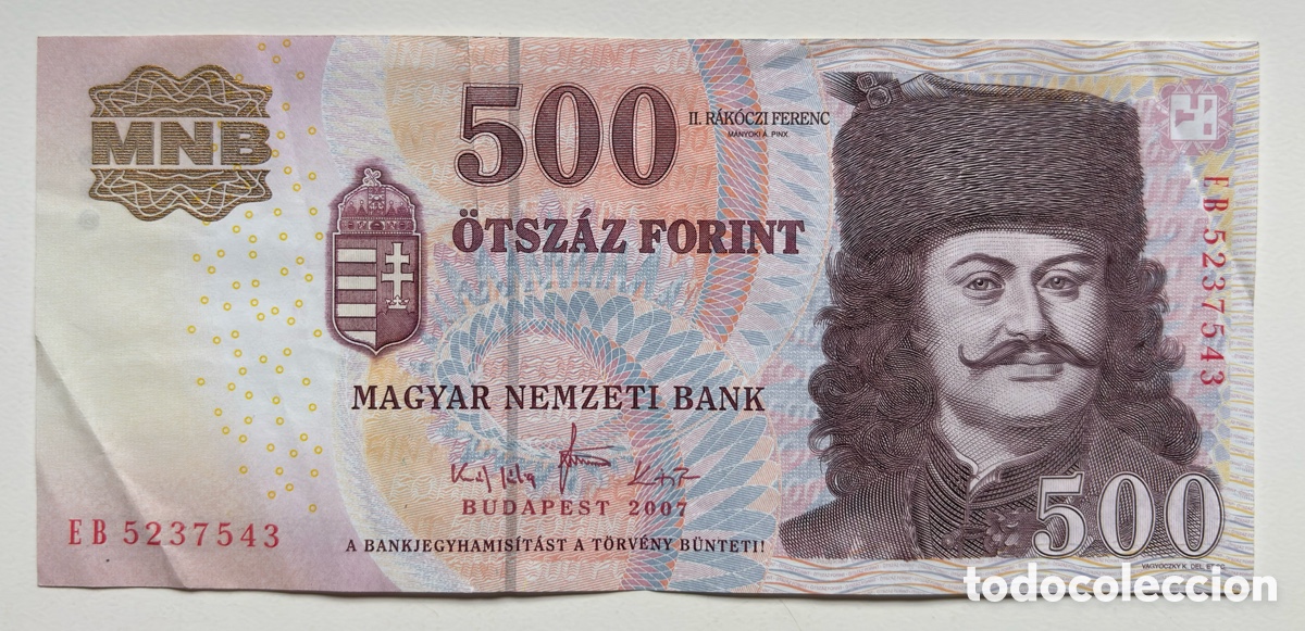 Billetes extranjeros: Billete HUNGR&Iacute;A 500 Florines 2007. Forint