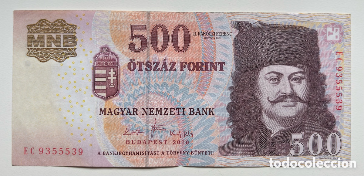 Billetes extranjeros: Billete HUNGR&Iacute;A 500 Florines 2010. Forint