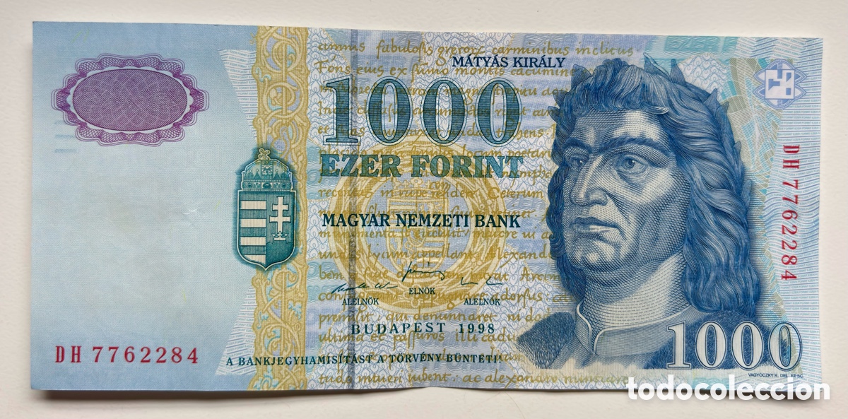 Billetes extranjeros: Billete HUNGR&Iacute;A 1000 Florines 1998. Forint