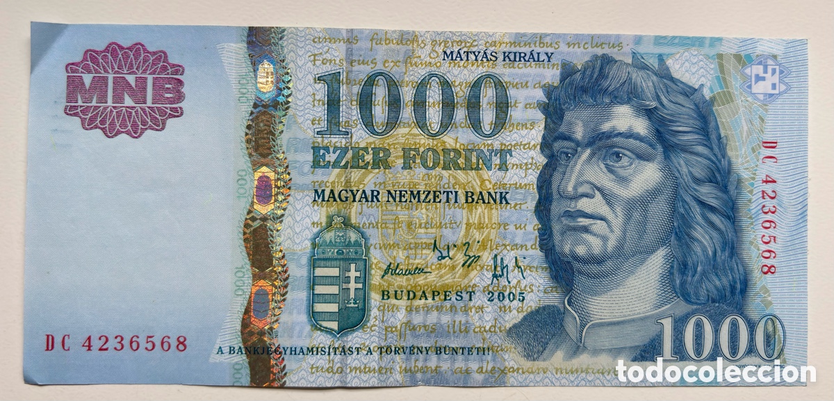 Billetes extranjeros: Billete HUNGR&Iacute;A 1000 Florines 2005. Forint