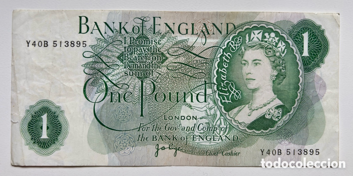 Billetes extranjeros: Billete INGLATERRA 1 Libra (1970-1978) Pound Reino Unido UK