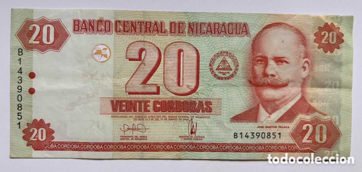 Billetes extranjeros: Billete NICARAGUA 20 Cordobas 2006