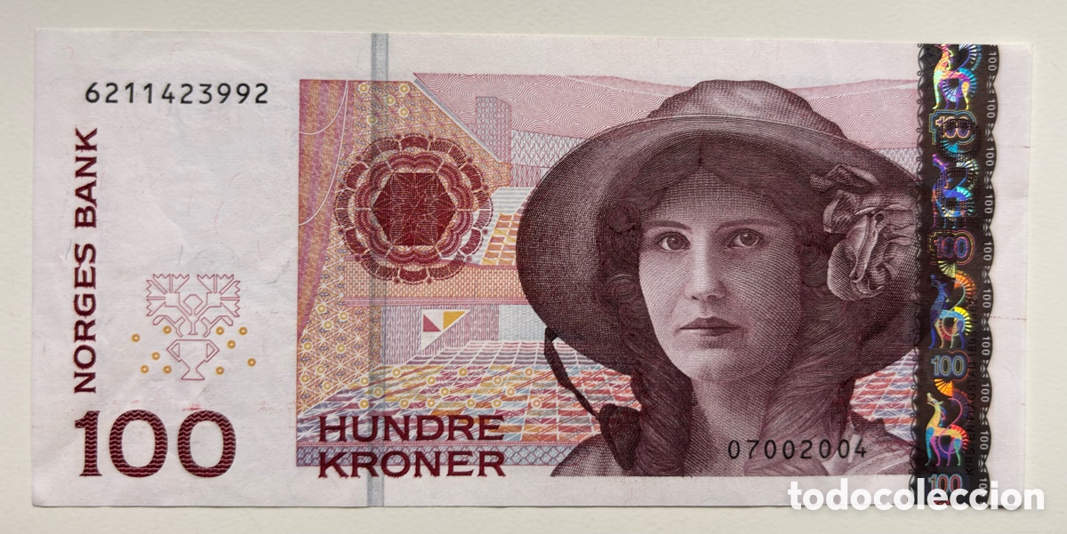 Billetes extranjeros: Billete NORUEGA 100 Coronas 1995. Kroner