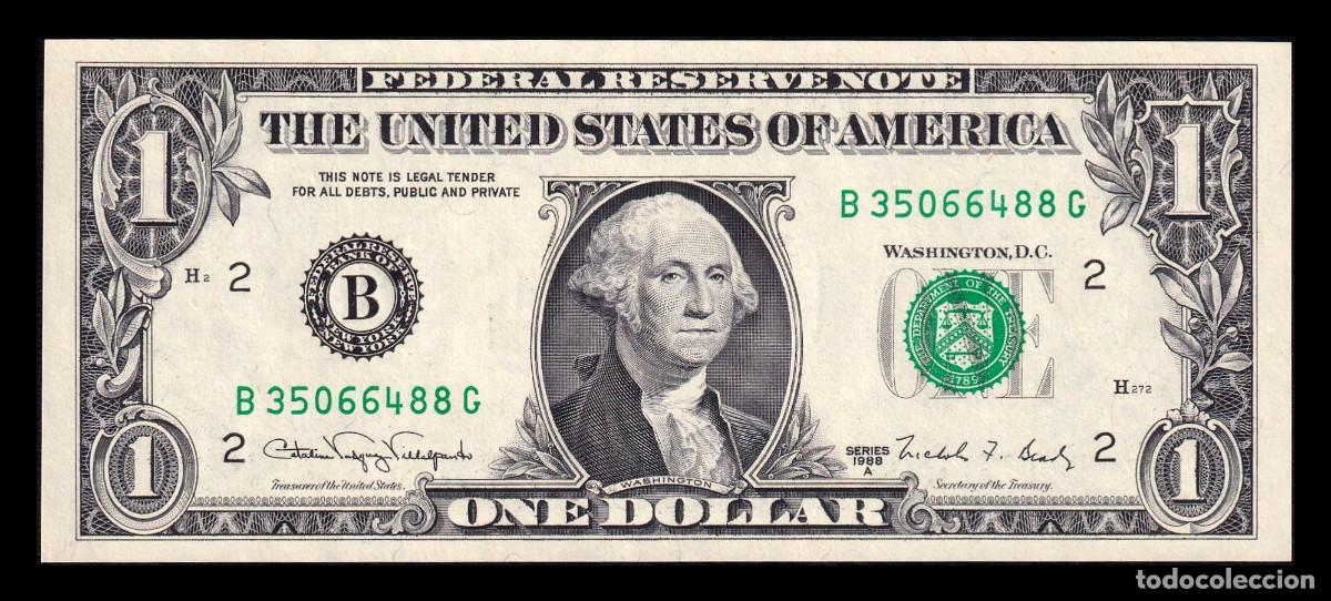 Billetes extranjeros: Estados Unidos 1 D&oacute;lar George Washington 1988A Pick 480b B - New York NY Sc Unc