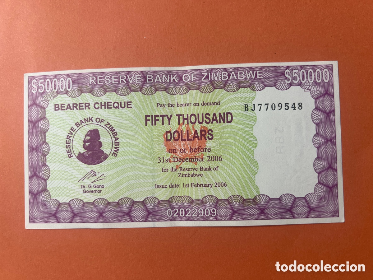 Billetes extranjeros: A122. ZIMBABWE. 50000 dolares 1.2.2006.