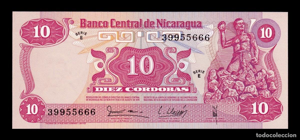 Billetes extranjeros: Nicaragua 10 C&oacute;rdobas Andr&eacute;s Castro 1979 Pick 134 Serie E Sc Unc