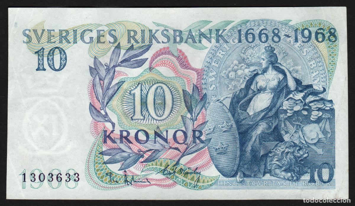 Billetes extranjeros: SUECIA. Conmemorativo 10 kronor 1968. Pick 56. 300 aniversario de Banco de Suecia.