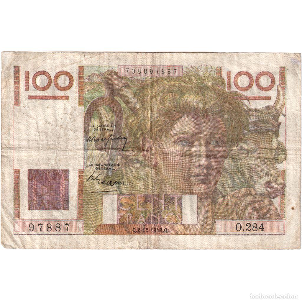 Billetes extranjeros: [#1235130] Francia, 100 Francs, Jeune Paysan, 1948-12-02, O.284, BC