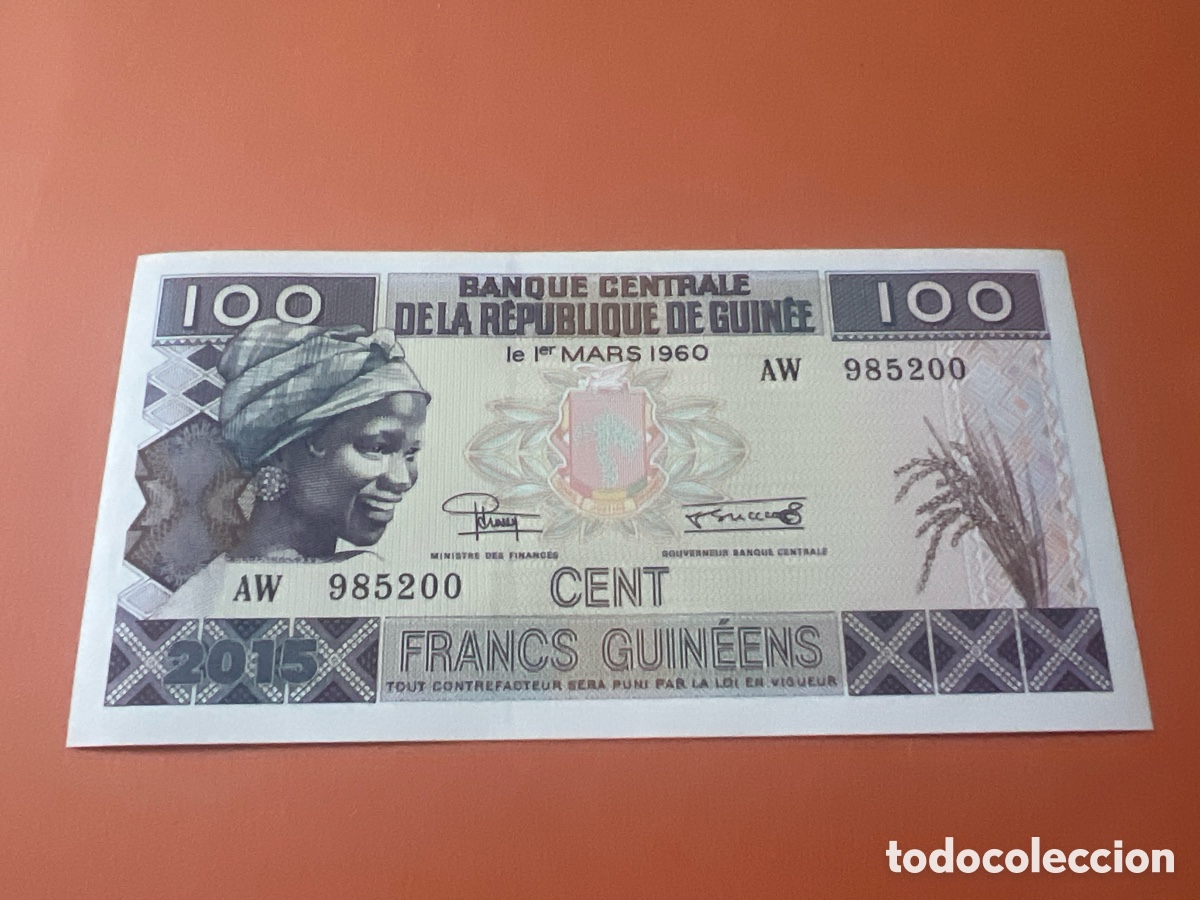 Billetes extranjeros: A134. GUINEA 100 FRANCOS 2015