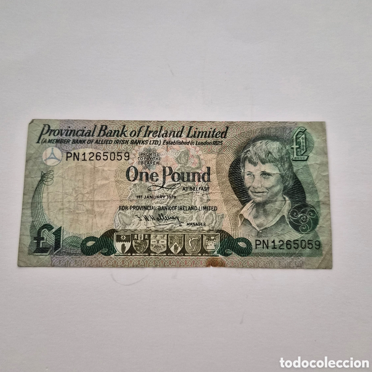 Billetes extranjeros: Billete de Irlanda del Norte &ndash; 1 libra &ndash; 1979 &ndash; Provincial Bank of Ireland