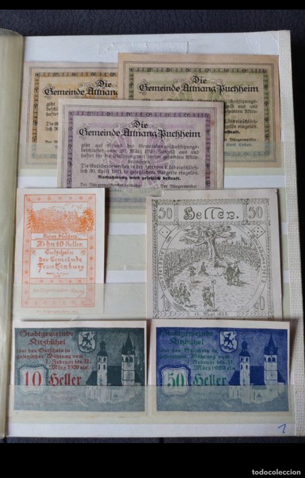 Billetes extranjeros: Colecci&oacute;n de 129 billetes Notgeld de Austria, a&ntilde;os 1920.