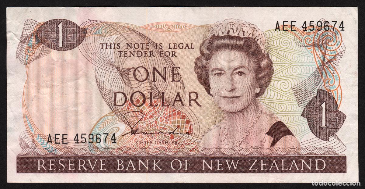 Billetes extranjeros: NUEVA ZELANDA (NEW ZEALAND). 1 $ (1977-1981). Pick 163 d. Isabel II, fauna, ave. Firma - Hardie.
