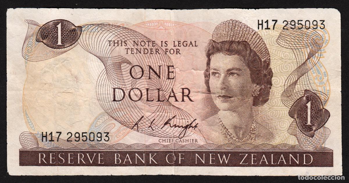 Billetes extranjeros: NUEVA ZELANDA (NEW ZEALAND). 1 $ (1975-1977). Pick 163 c. Isabel II, fauna, ave. Firma - Knight.