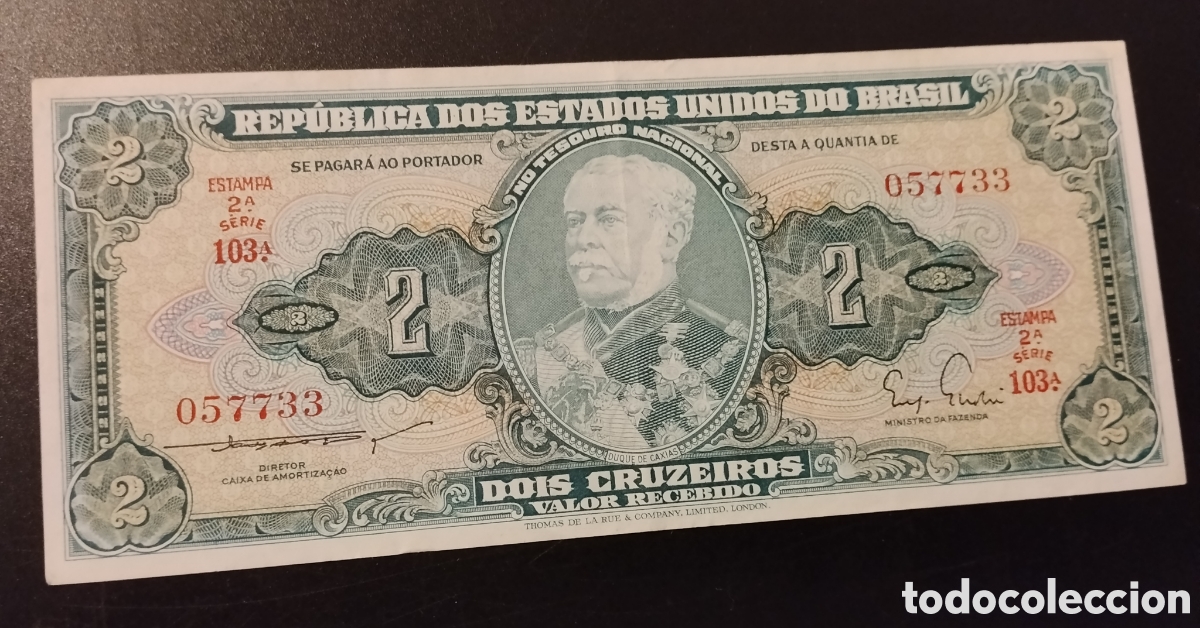 Billetes extranjeros: BRASIL : 1956 2 Cruzeiros. Usado.pk.# 157b.