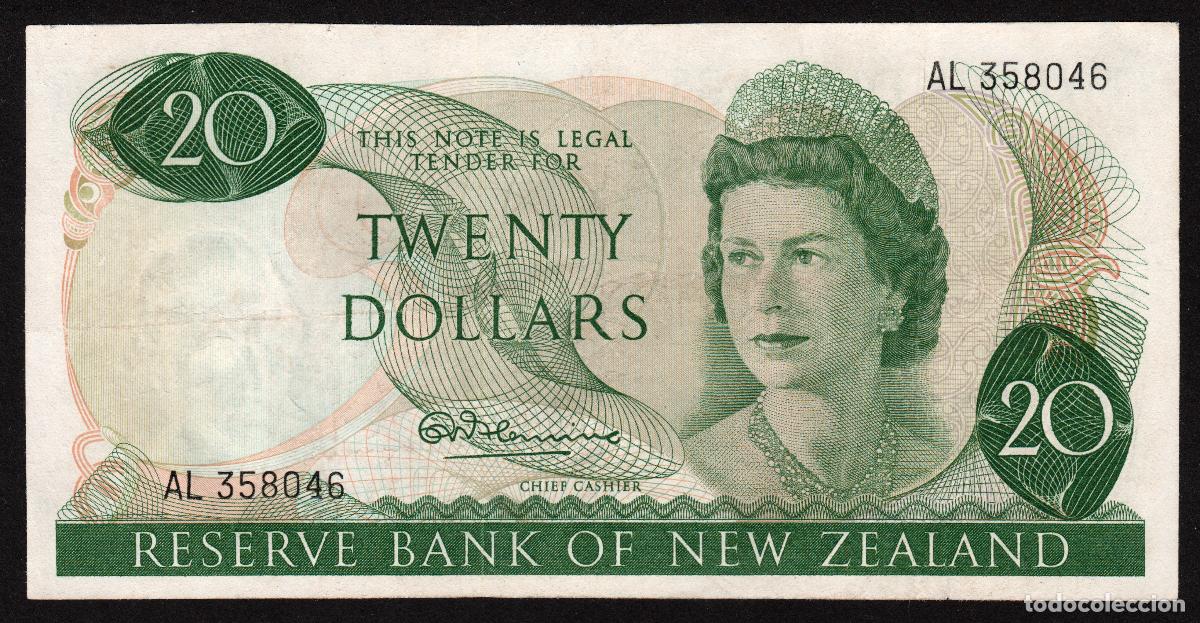 Internationale Banknoten: NUEVA ZELANDA (NEW ZEALAND). 20 $ (1967-1968). Pick 167 a. Isabel II, fauna, ave. Firma Fleming.