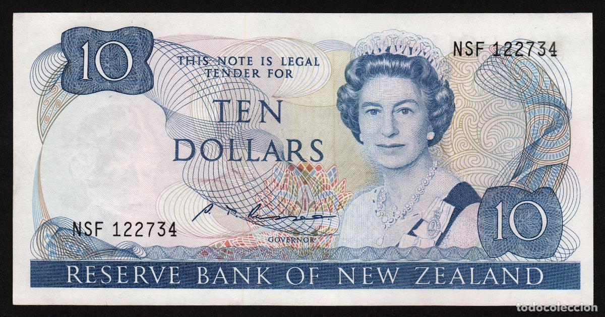 Banconote internazionali: NUEVA ZELANDA (NEW ZEALAND). 10 $ (1985-1989). Pick 172 b. Isabel II, fauna, ave.