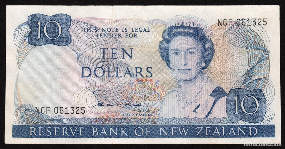Banconote internazionali: NUEVA ZELANDA (NEW ZEALAND). 10 $ (1981-1985). Pick 172 a. Isabel II, fauna, ave.