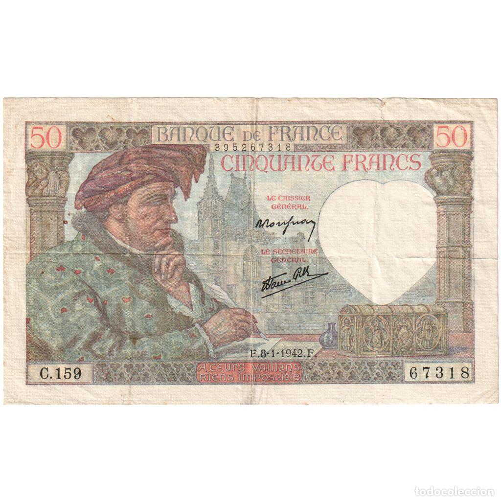 Billetes extranjeros: [#1235140] Francia, 50 Francs, Jacques Coeur, 1942-01-08, C.159, MBC