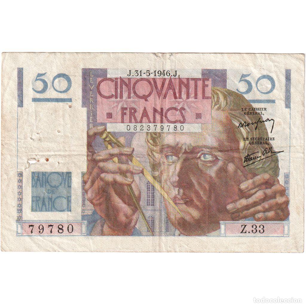 Billetes extranjeros: [#1235142] Francia, 50 Francs, Le Verrier, 1946-05-31, Z.33, MBC