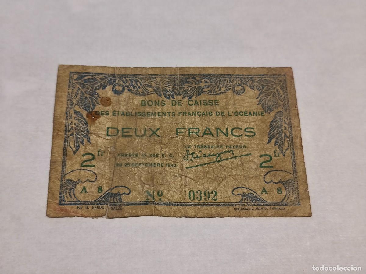 Billetes extranjeros: French Ocean&iacute;a 2francs G.