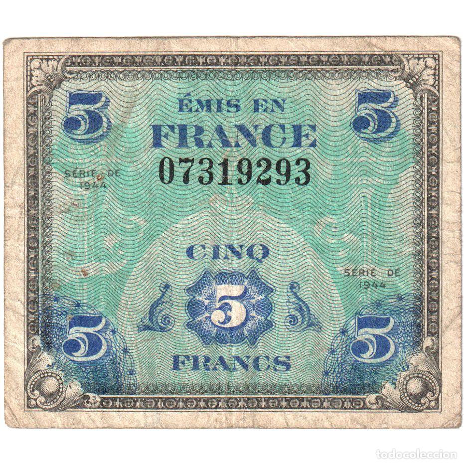 Billetes extranjeros: [#1235179] Francia, 5 Francs, Flag/France, Undated (1944), 07319293, BC+