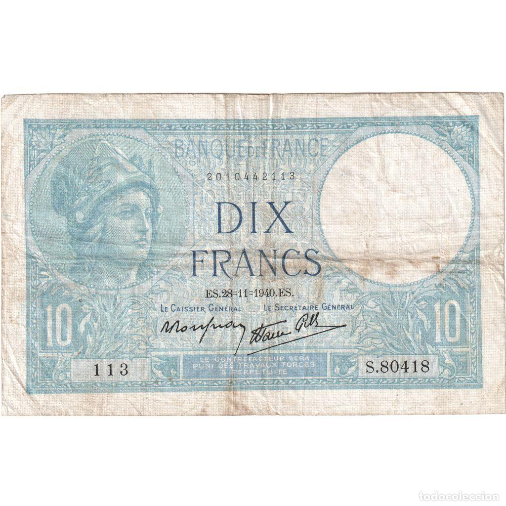 Billetes extranjeros: [#1235218] Francia, 10 Francs, 1940-11-28, S.80418, MBC