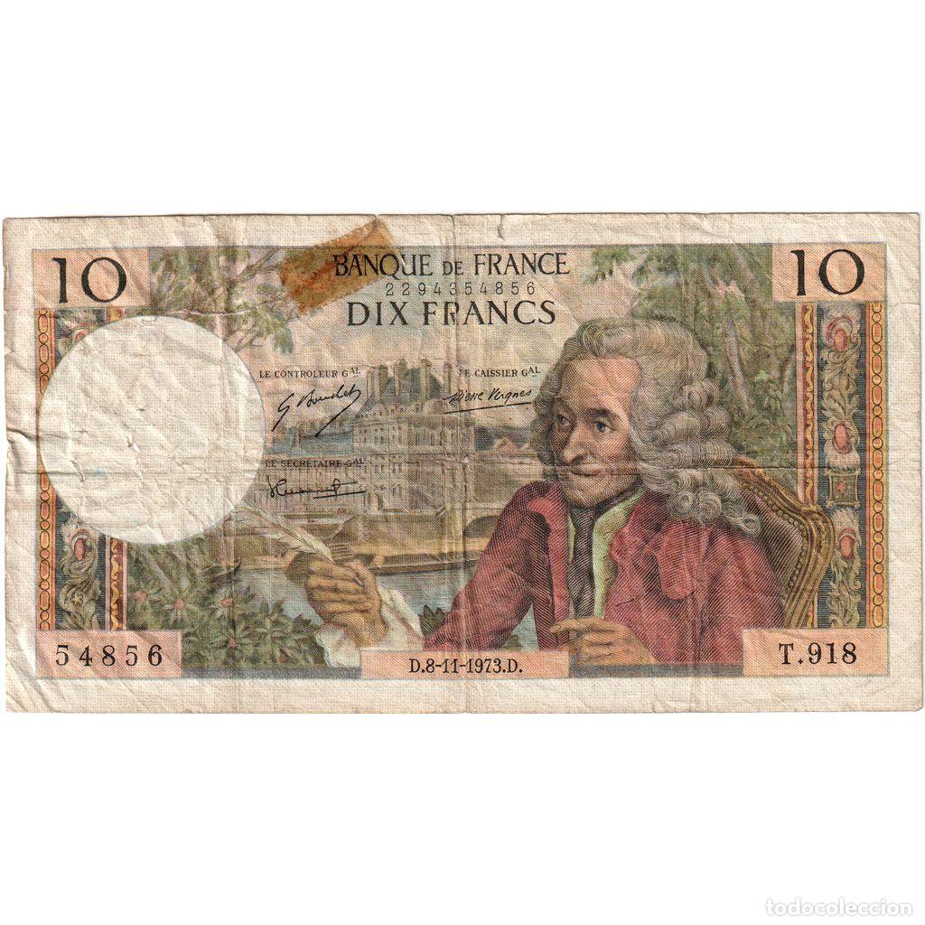 Billetes extranjeros: [#1235253] Francia, 10 Francs, Voltaire, 1973-11-08, T.918, RC