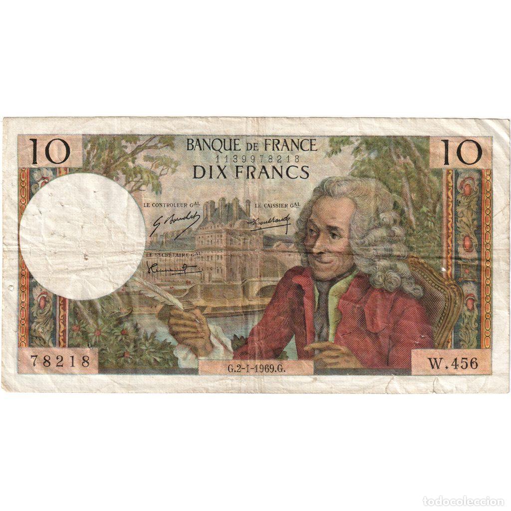 Billetes extranjeros: [#1235255] Francia, 10 Francs, Voltaire, 1969-01-02, W.456, MBC