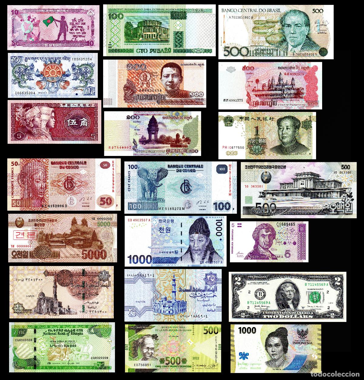 Billetes extranjeros: Lote de 71 billetes no espa&ntilde;oles
