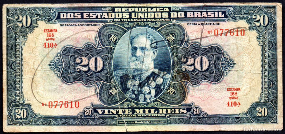 Billetes extranjeros: BRASIL - 20000 REIS - PICK. 133 - RASGON EN BORDE INFERIOR