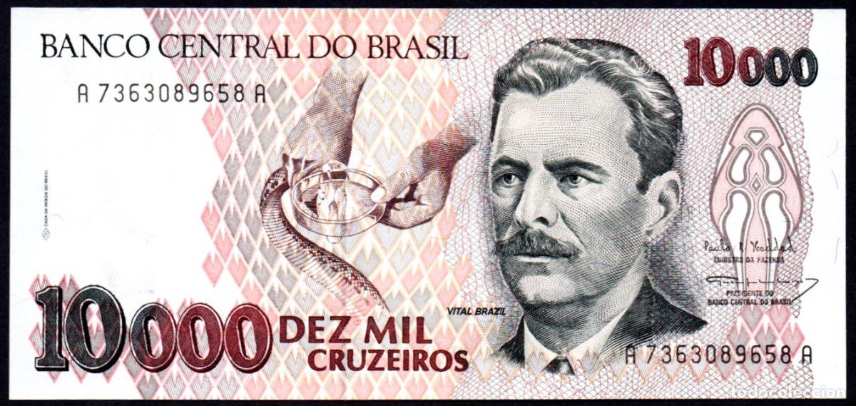 Billetes extranjeros: BRASIL - 10000 CRUCEIROS - PICK. 233