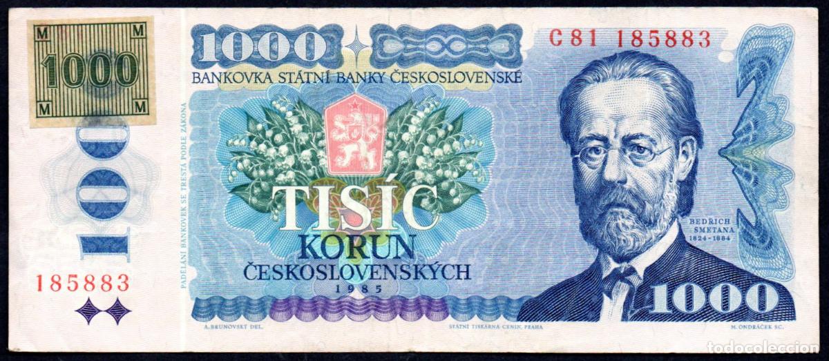 Billetes extranjeros: CHECOSLOVAQUIA - 1000 CORONAS - Pick. 98 - CON RESELLO PARA CIRCULAR EN ESLOVAQUIA