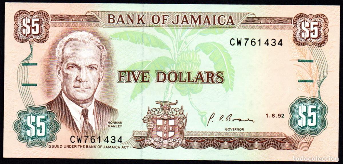 Billetes extranjeros: JAMAICA - 5 DOLARES 1992 - PICK. 70 - S/C