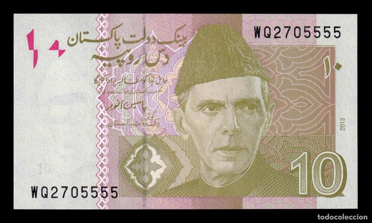 Billetes extranjeros: Pakist&aacute;n 10 Rupias Mohammed Ali Jinnah 2013 Pick 45h Sc Unc
